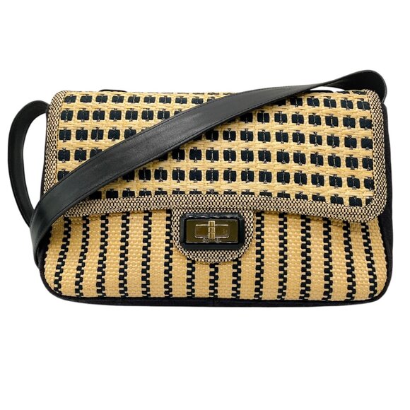 Chanel Tan / Black 2011 Raffia Flap Bag - Picture 1 of 15